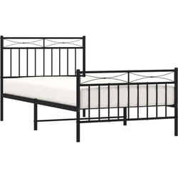 Giroletto con Testiera e Pediera Metallo Nero 100x190 cm Vidaxl