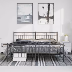 Giroletto con Testiera e Pediera Metallo Nero 193x203 cmcod mxl 131903 - Vista aggiuntiva 3