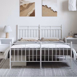Giroletto con Testiera e Pediera Metallo Bianco 135x190 cmcod mxl 131907 - Vista aggiuntiva 3