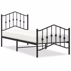 Giroletto con Testiera e Pediera Metallo Nero 80x200 cmcod mxl 84231 - Vista aggiuntiva 2