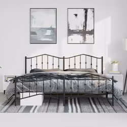 Giroletto con Testiera e Pediera Metallo Nero 193x203 cmcod mxl 132173 - Vista aggiuntiva 3