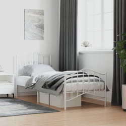 Giroletto con Testiera e Pediera Metallo Bianco 90x200 cmcod mxl 108278