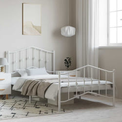 vidaXL Giroletto con Testiera e Pediera Metallo Bianco 100x200 cm