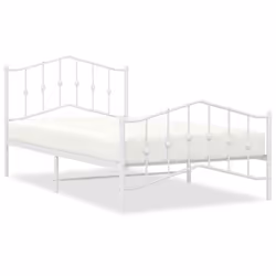 vidaXL Giroletto con Testiera e Pediera Metallo Bianco 100x200 cm - Vista aggiuntiva 2
