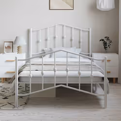 vidaXL Giroletto con Testiera e Pediera Metallo Bianco 100x200 cm - Vista aggiuntiva 3