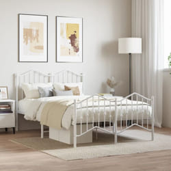Giroletto con Testiera e Pediera Metallo Bianco 120x200 cm Vidaxl 30420