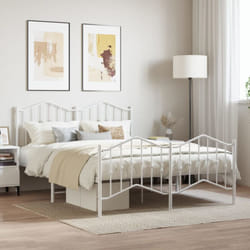 Giroletto con Testiera e Pediera Metallo Bianco 140x190 cm Vidaxl 88220