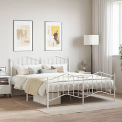 Giroletto con Testiera e Pediera Metallo Bianco 160x200 cm Vidaxl 88840