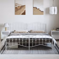 Giroletto con Testiera e Pediera Metallo Bianco 193x203 cmcod mxl 84304 - Vista aggiuntiva 3