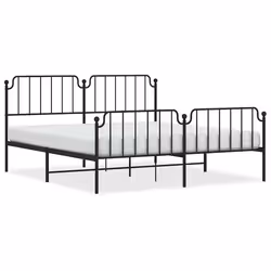 Giroletto con Testiera e Pediera Metallo Nero 183x213 cmcod mxl 84590 - Vista aggiuntiva 2