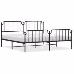 Giroletto con Testiera e Pediera Metallo Nero 193x203 cmcod mxl 108550 - Vista aggiuntiva 2