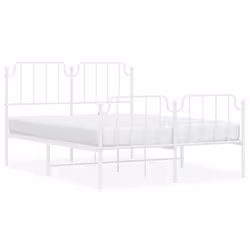 Giroletto con Testiera e Pediera Metallo Bianco 135x190 cmcod mxl 108560 - Vista aggiuntiva 2