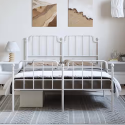 Giroletto con Testiera e Pediera Metallo Bianco 135x190 cmcod mxl 108560 - Vista aggiuntiva 3