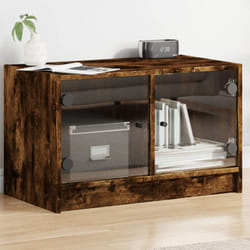Mobile Porta TV con Ante in Vetro Rovere Fumo 68x37x42 cm vidaXL13215