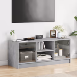 Mobile Porta TV con Ante in Vetro Grigio Cemento 102x37x42 cmcod mxl 87149 - Vista aggiuntiva 3