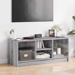 Mobile Porta TV con Ante in Vetro Grigio Sonoma 102x37x42 cmcod mxl 87150 - Vista aggiuntiva 3