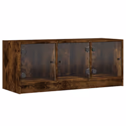 Mobile Porta TV con Ante in Vetro Rovere Fumo 102x37x42 cmcod mxl 111277 - Vista aggiuntiva 2