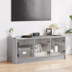Mobile Porta TV con Ante in Vetro Grigio Sonoma 102x37x42 cmcod mxl 87259 - Vista aggiuntiva 3