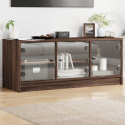Mobile Porta TV con Ante in Vetro Rovere Marrone 102x37x42 cm vidaXL35077