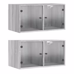Mobili a Muro con Ante in Vetro 2pz Grigio Sonoma 68,5x37x35 cmcod mxl 111330 - Vista aggiuntiva 2