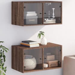 Mobili a Muro con Ante in Vetro 2pz Rovere Marrone 68,5x37x35cm Vidaxl 55111