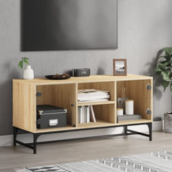 Mobile Porta TV con Ante in Vetro Rovere Sonoma 102x37x50 cm vidaXL15178