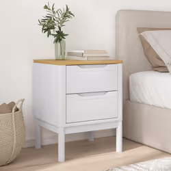 vidaXL Comodino FLORO Bianco 45x39x57 cm in Legno Massello di Pino - Vista aggiuntiva 3