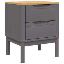 vidaXL Comodino FLORO Grigio 45x39x57 cm in Legno Massello di Pino - Vista aggiuntiva 2
