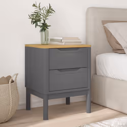 vidaXL Comodino FLORO Grigio 45x39x57 cm in Legno Massello di Pino - Vista aggiuntiva 3