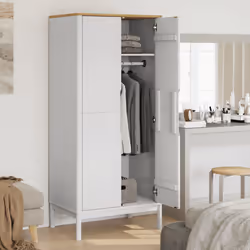 vidaXL Armadio FLORO Bianco 77x53x171 cm in Legno Massello di Pino - Vista aggiuntiva 3