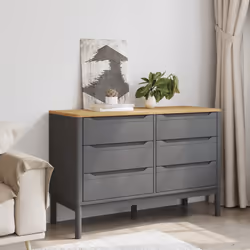 vidaXL Cassettiera FLORO Grigia in Legno Massello di Pino - Vista aggiuntiva 3