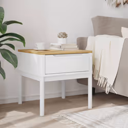 Tavolo per Lampada FLORO Bianco 55x55x54 cm Legno di Pinocod mxl 117327 - Vista aggiuntiva 3