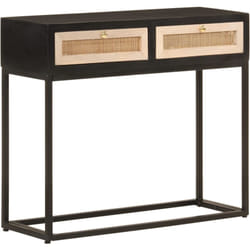 Tavolo Consolle Nero 90x30x76cm Legno Massello di Mango e Ferro Vidaxl 81091
