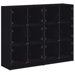 vidaXL Libreria con Ante Nera 136x37x109 cm in Legno Multistrato - Vista aggiuntiva 2