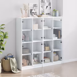 vidaXL Libreria con Ante Bianca 136x37x142 cm in Legno Multistrato - Vista aggiuntiva 3
