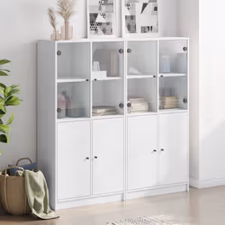 vidaXL Libreria con Ante Bianca 136x37x142 cm in Legno Multistrato - Vista aggiuntiva 3