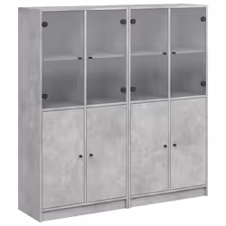 vidaXL Libreria Ante Grigio Cemento 136x37x142 cm in Legno Multistrato - Vista aggiuntiva 2