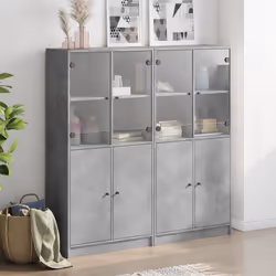vidaXL Libreria Ante Grigio Cemento 136x37x142 cm in Legno Multistrato - Vista aggiuntiva 3