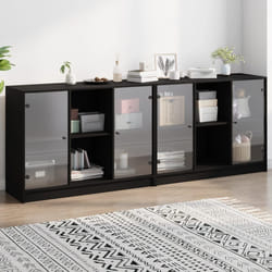 vidaXL Libreria con Ante Nera 204x37x75 cm in Legno Multistrato