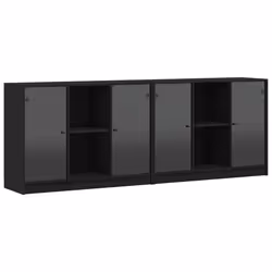 vidaXL Libreria con Ante Nera 204x37x75 cm in Legno Multistrato - Vista aggiuntiva 2