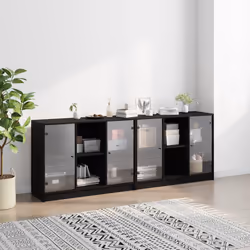 vidaXL Libreria con Ante Nera 204x37x75 cm in Legno Multistrato - Vista aggiuntiva 3