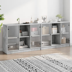 Libreria con Ante Grigio Cemento 204x37x75 cm Legno Multistratocod mxl 111467