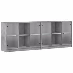 Libreria con Ante Grigio Cemento 204x37x75 cm Legno Multistratocod mxl 111467 - Vista aggiuntiva 2