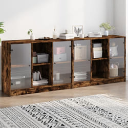 Libreria con Ante Rovere Fumo 204x37x75 cm in Legno Multistrato Vidaxl 77711