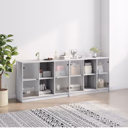 Libreria con Ante Grigio Sonoma 204x37x75 cm Legno Multistratocod mxl 111466 - Vista aggiuntiva 3