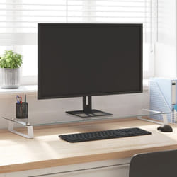 Vidaxl - Supporto per Monitor Bianco 100x35x8cm Vetro Temperato Metallo