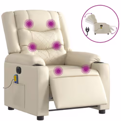 Poltrona Massaggiante Elettrica Reclinabile Crema Similpellecod mxl 109142 - Vista aggiuntiva 2