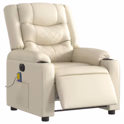 Poltrona Massaggiante Elettrica Reclinabile Crema Similpellecod mxl 109142 - Vista aggiuntiva 3