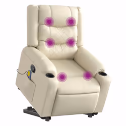 Poltrona Alzapersona Reclinabile Massaggio Crema Similpellecod mxl 85149 - Vista aggiuntiva 3