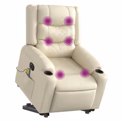 vidaXL Poltrona Alzapersona Elettrica Reclinabile Crema in Similpelle - Vista aggiuntiva 3